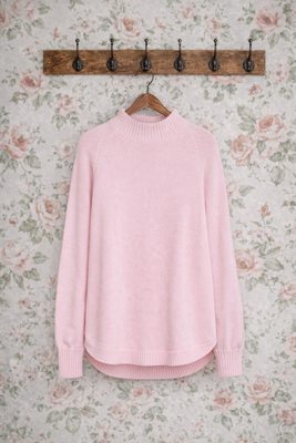 Jordgubbsglass finstickad tröja i bomullsmix