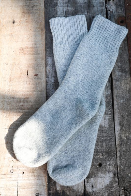 Hanna. R. Blooming - raggsocka i ullblandning  grey melange