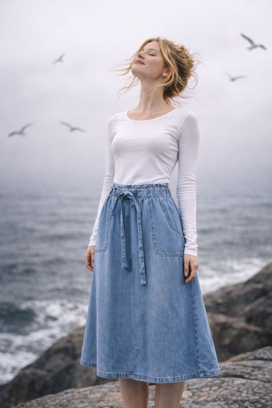 Mjuk jeanskjol i lyocell