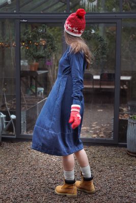 Söt jeansklänning i lantlig stil blå