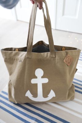 Handgjord stor väska med ankare