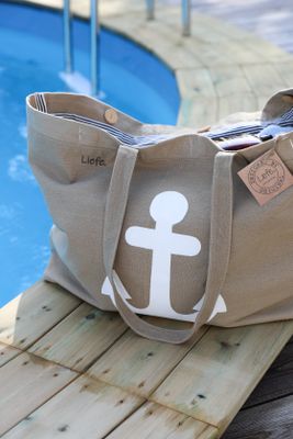 Handgjord stor väska med ankare