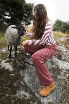 Randig top offwhite och mörkrosa