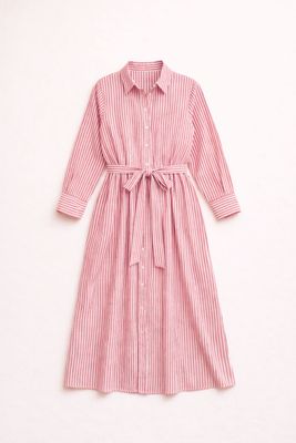 Randig skjortklänning röd vit