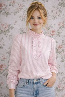 Elsa bäckebölja blus – rosa randig bomullsblus