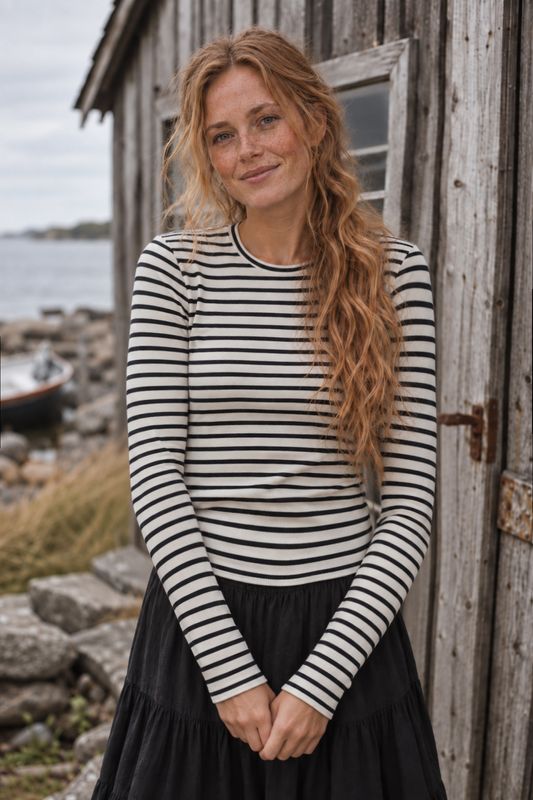 Black-and-white striped sweater