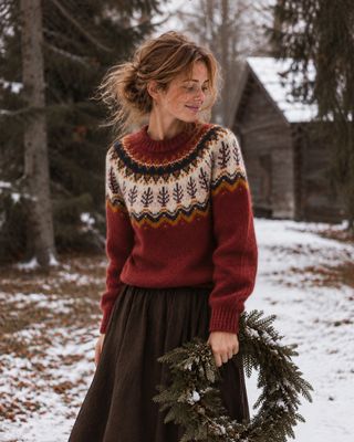 Wollpullover mit nordischem Muster