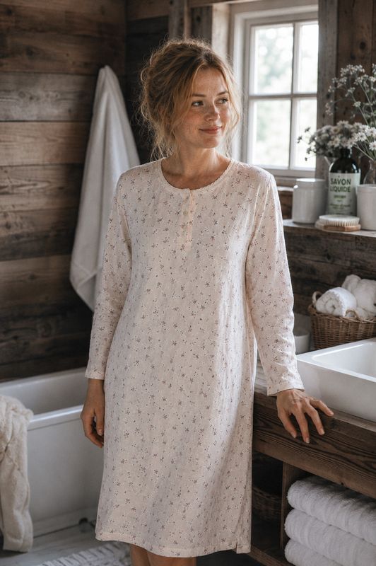 Maja – Småblommigt nattlinne i bomull