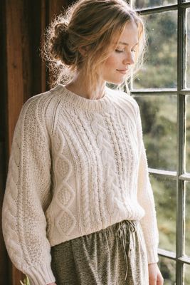 Strickpullover aus Merinowolle mit Zopfmuster