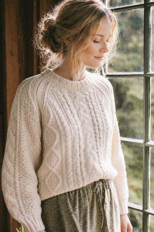 Strickpullover aus Merinowolle mit Zopfmuster