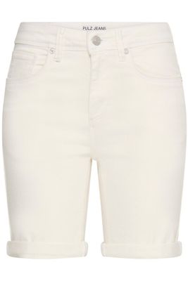 Weiße Jeansshorts mit hoher Taille und Stretch – Produktbild