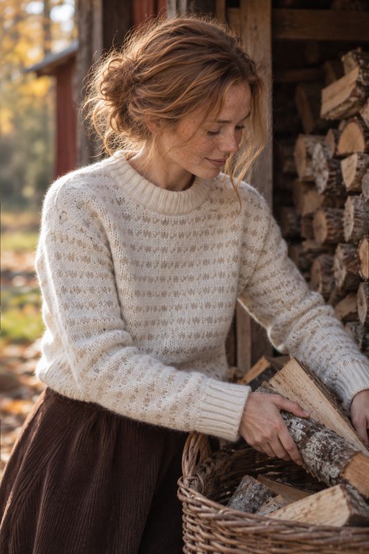 Beige nordisk uldtrøje