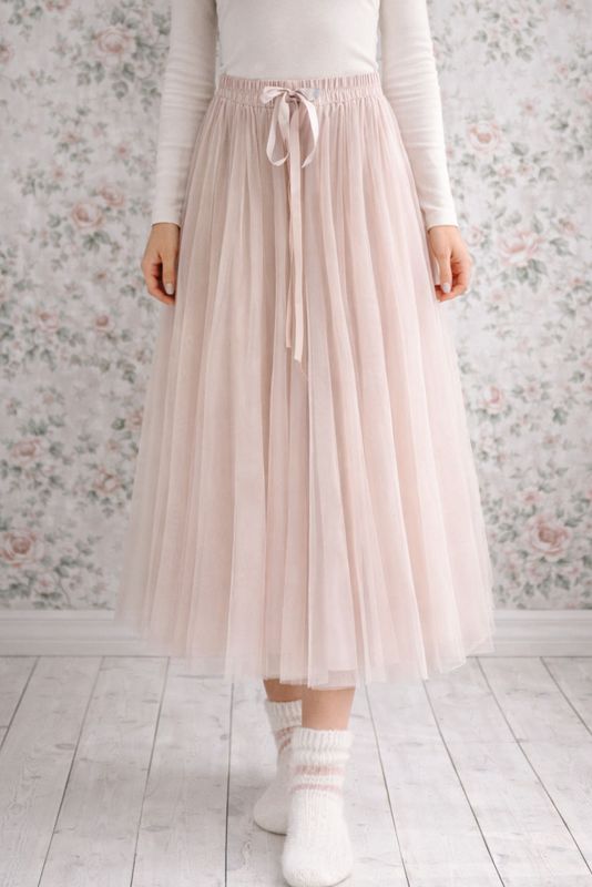 Puderrosa ballerinakjol i tyll