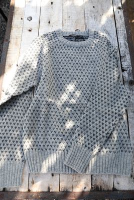 Gray wool sweater with a Scandinavian pattern