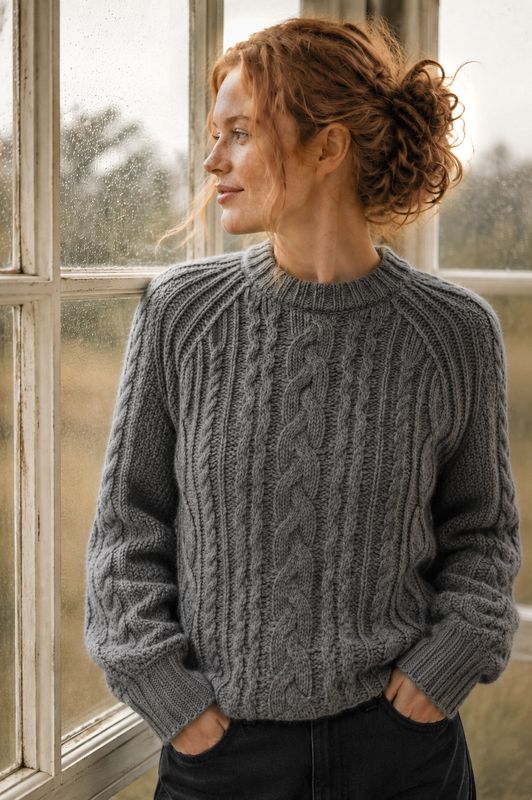 Strickpullover aus Merinowolle in Grau