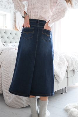 Jeanskjol i bomullssdenim blå