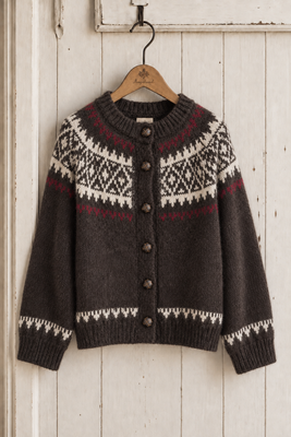 Wollstrickjacke mit nordischem Muster