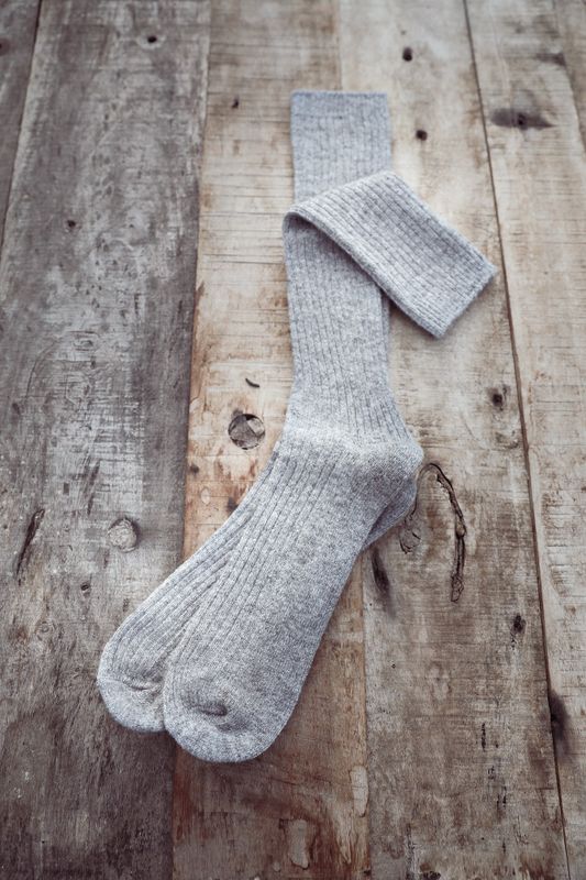 Knästrumpor i ullblandning grå