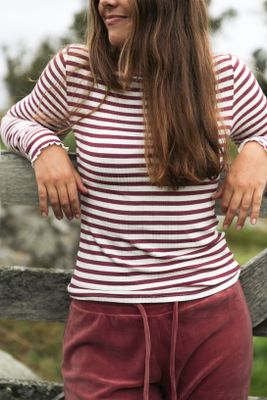 Randig top offwhite och mörkrosa