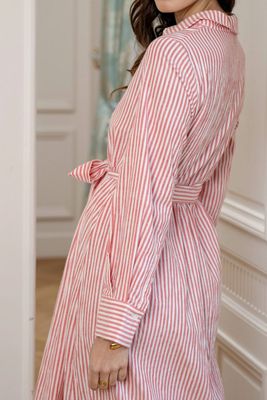 Randig skjortklänning röd vit