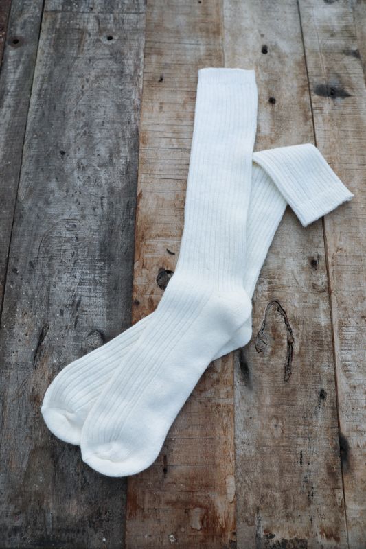 Knästrumpor i ullblandning offwhite