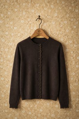 Sød brun cardigan med guldlurex