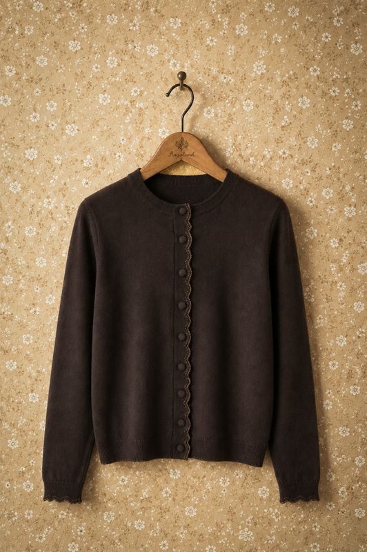 Sød brun cardigan med guldlurex