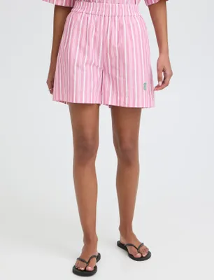 Randiga shorts rosa/vit