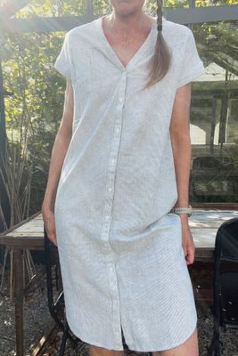 Striped linen and cotton dress