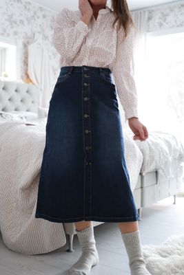 Jeanskjol i bomullssdenim blå