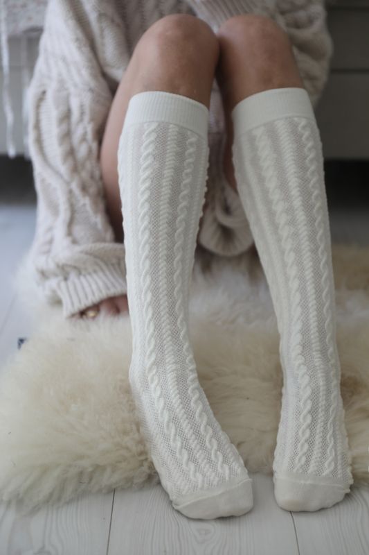 Maison Broussaud - Cremevita knästrumpor i ullblandning