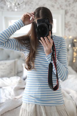 Randig ribbad topp ljusblå offwhite