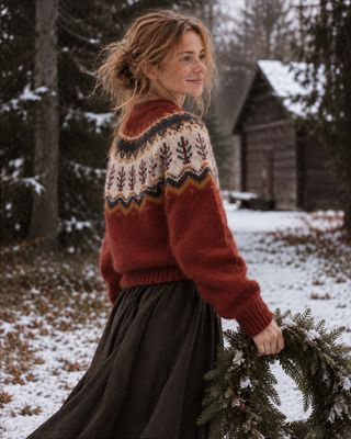 Wollpullover mit nordischem Muster
