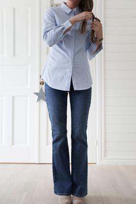 Klassisk randig skjorta i ljusblått och vitt