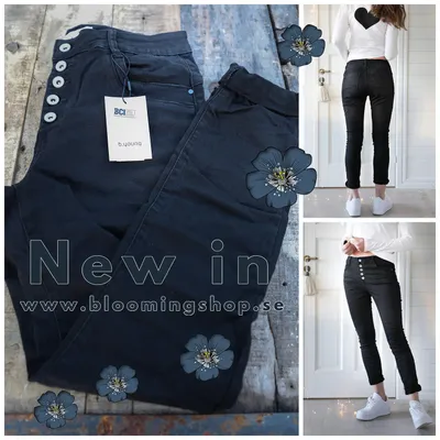 Jeans i favoritmodell svart med knappar