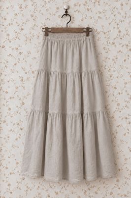 Beige linnekjol med volanger