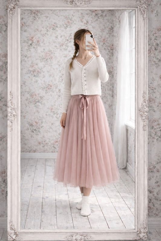 Gammelrosa ballerinakjol i tyll