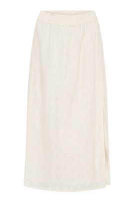 Naturvit bomullskjol i broderie anglaise
