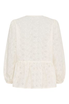 Naturvit bomullsblus i broderi anglaise