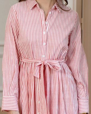 Randig skjortklänning röd vit