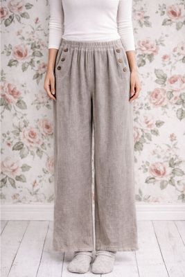 Mysiga vida linnebyxor taupe