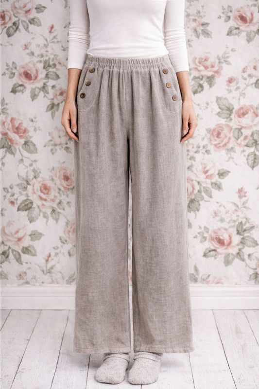 Mysiga vida linnebyxor taupe