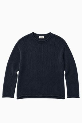 Marinblå stickad bomullströja