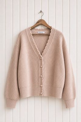 Hilda – stickad kofta i puderbeige
