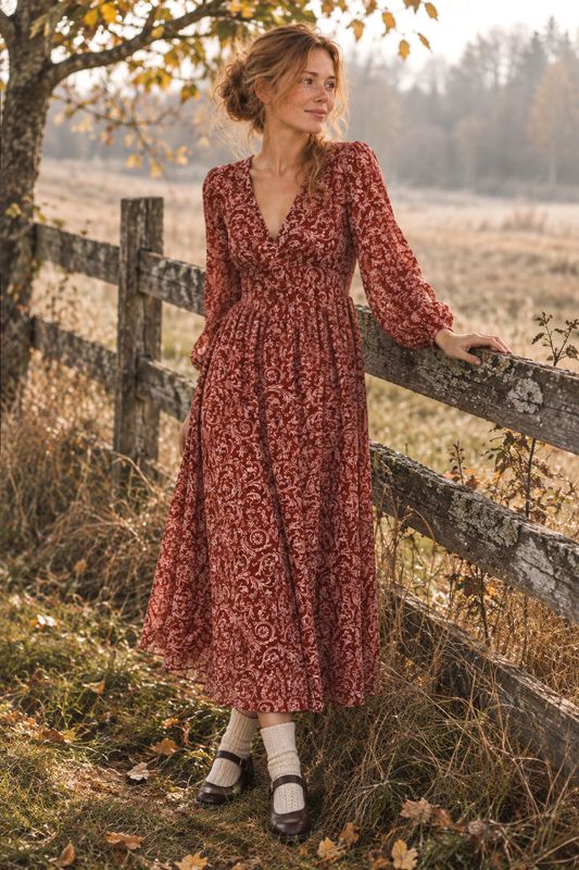Red floral dress