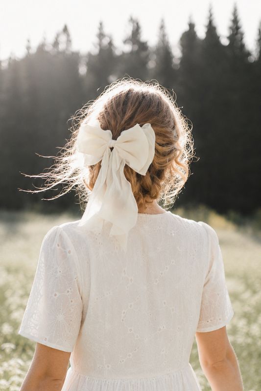 Big bow hairclip offwhite