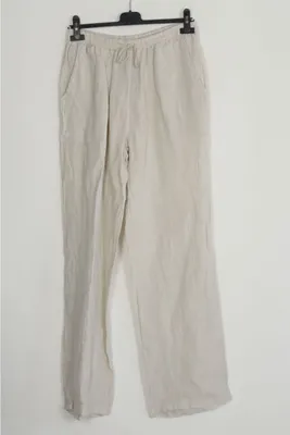 Beige linnebyxor med resår