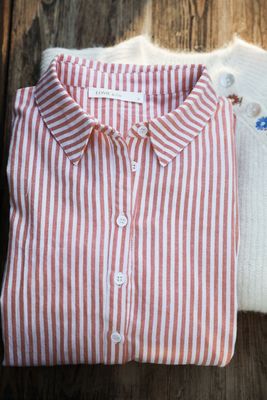 Randig skjortklänning röd vit