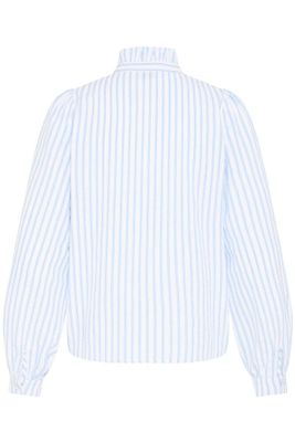 Elsa bäckebölja blus – ljusblå randig bomullsblus