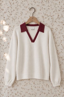 Oversized sweatshirt i naturvitt och mörkrött
